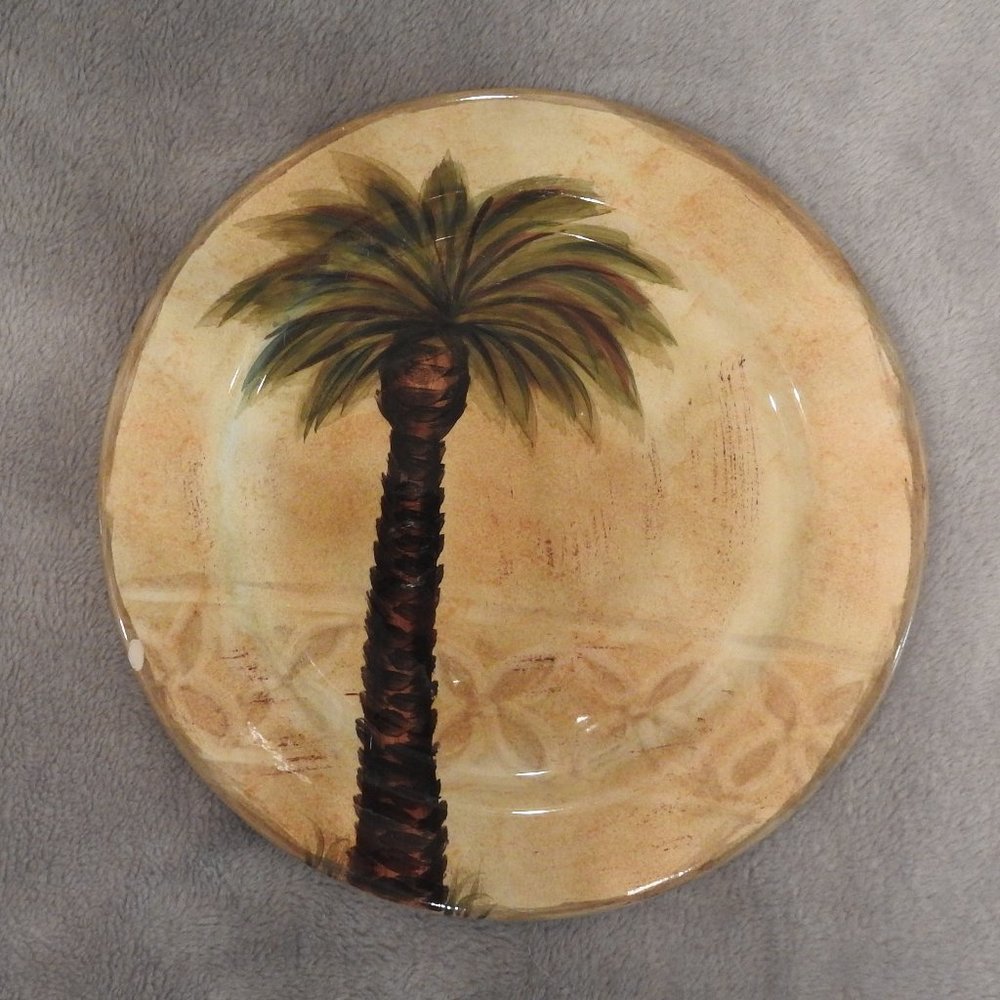1 Bellagio Hand Painted Salad Plate by Tabletops Unlimited - Palm Tree
